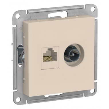 Купить Механизм розетки 2-м ATLAS комп.RJ45 кат.5Е+TV беж