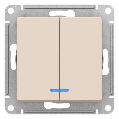 Купить Механизм выключателя 2-кл.СП ATLAS 10A  с подсветкой беж