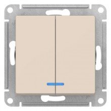 Механизм выключателя 2-кл.СП ATLAS 10A  с подсветкой беж